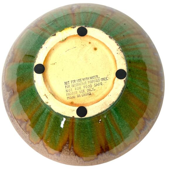 MCM Hand Painted Drip Glaze Decorative Medium Sized Bowl Stoneware Pottery - Picture 4 of 4